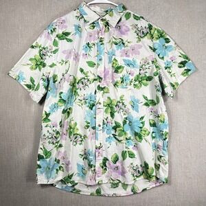 Old Navy Floral Button Down Shirt Mens XL 100% Cotton Everyday Tropical Pastel